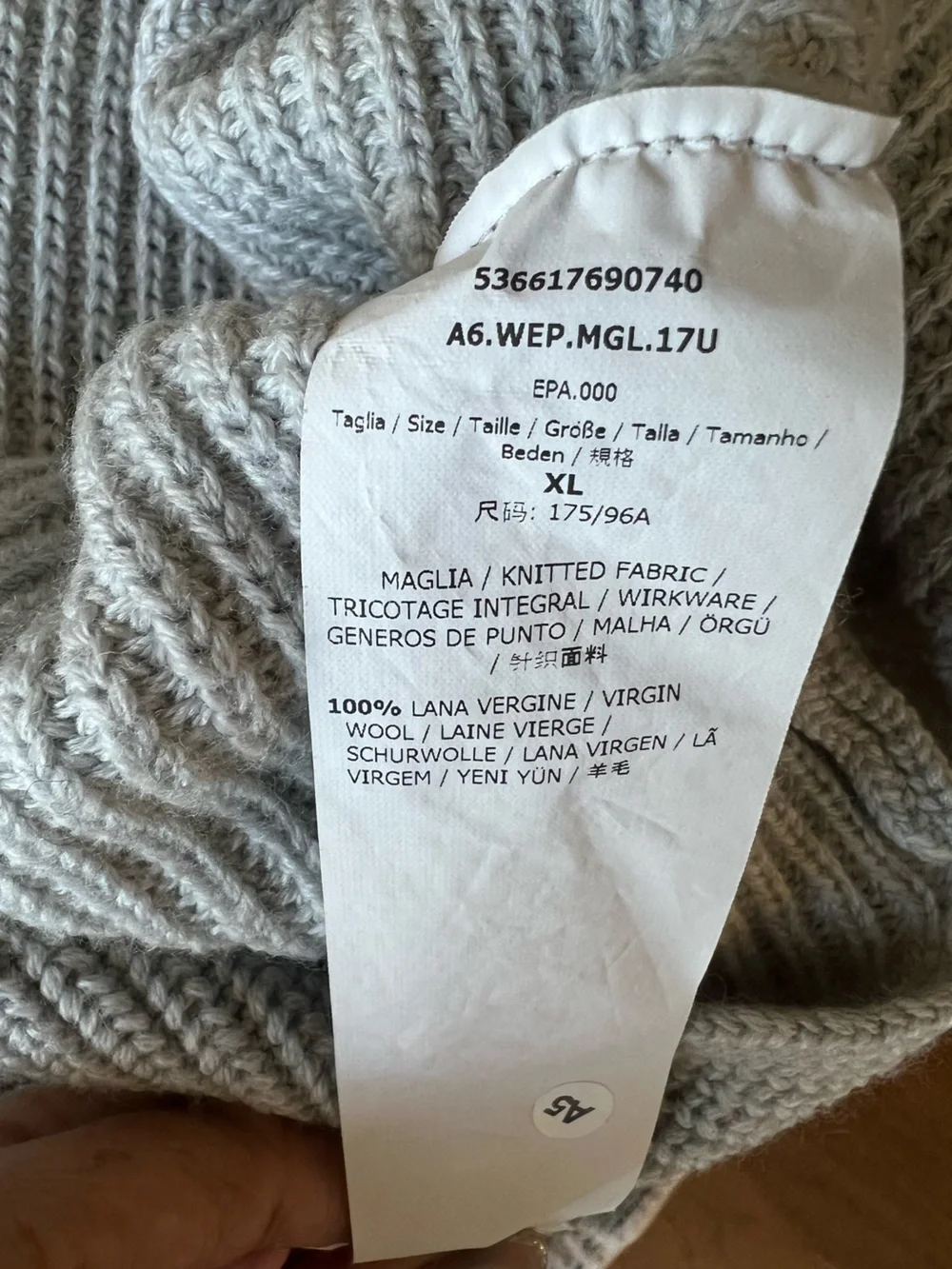NWT Weekend Max Mara Pearl Grey Chunky Knit Sweater XL